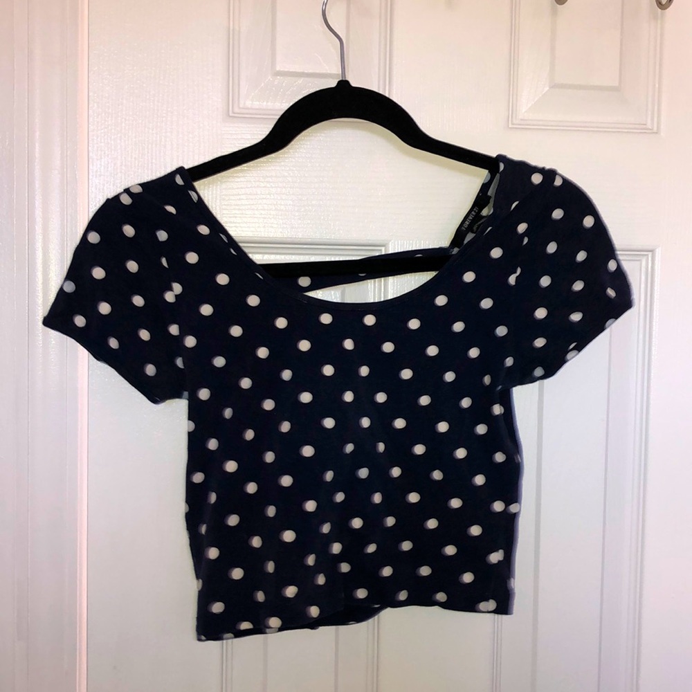 Forever 21 polka dot crop top with back cut outs